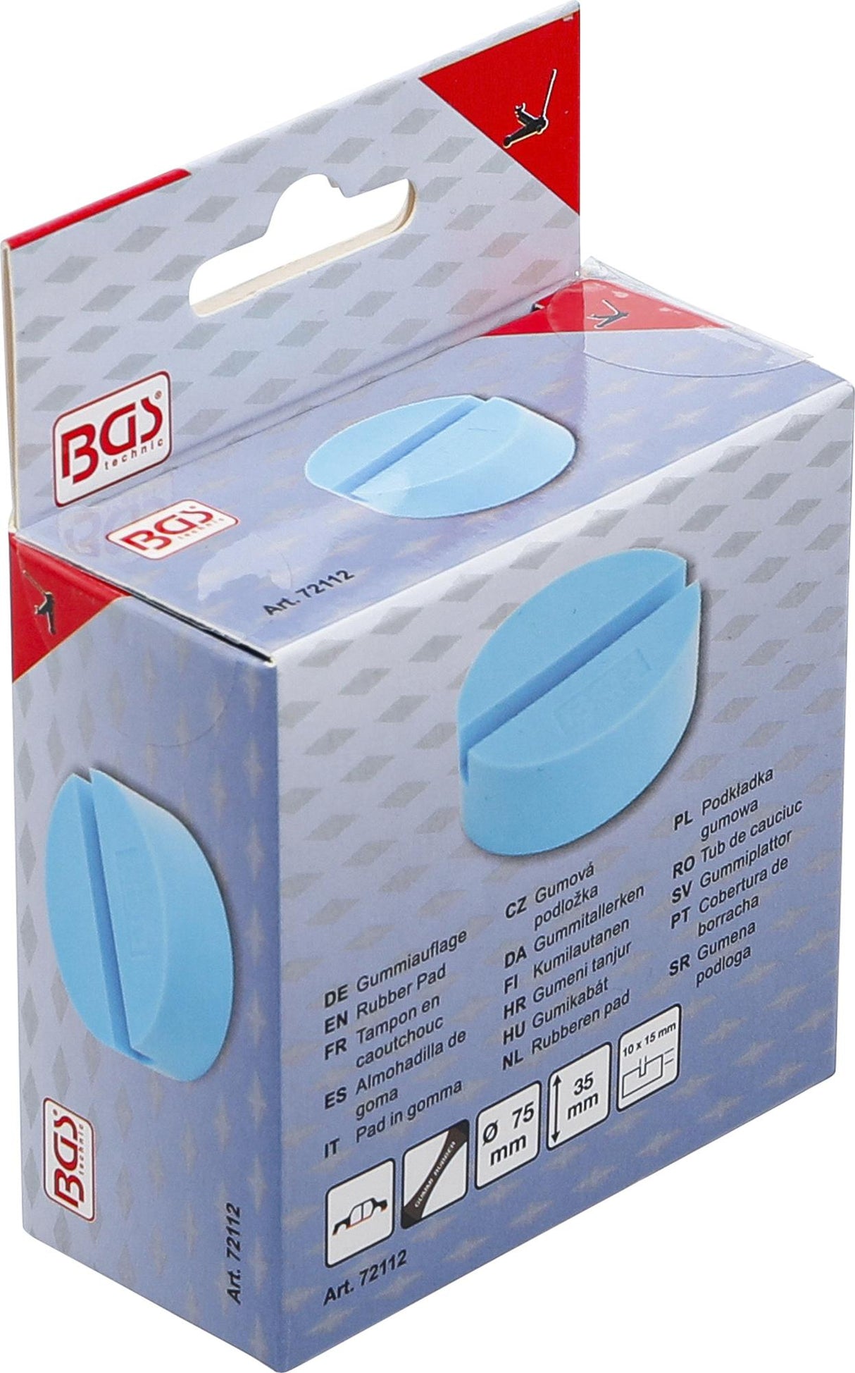 Guminis padas | keltuvams ant ratukų | 75 x 35 mm (72112)