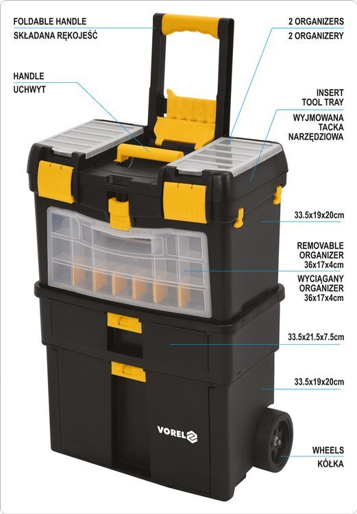 Dėžė įrankiams su ratukais | su išimamomis dėžutėmis (78734)