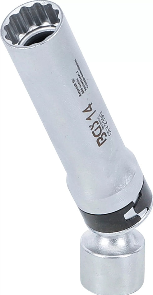 Galvutė žvakėms šarnyrinė 12 kampų | su atramine spyruokle 10 mm (3/8") | 14 mm (2390)