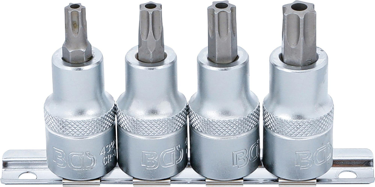 Įpresuotų antgalių rinkinys | 12,5 mm (1/2") | T-Star su skyle (Torx) T40 - T55 | 4 vnt. (8885)
