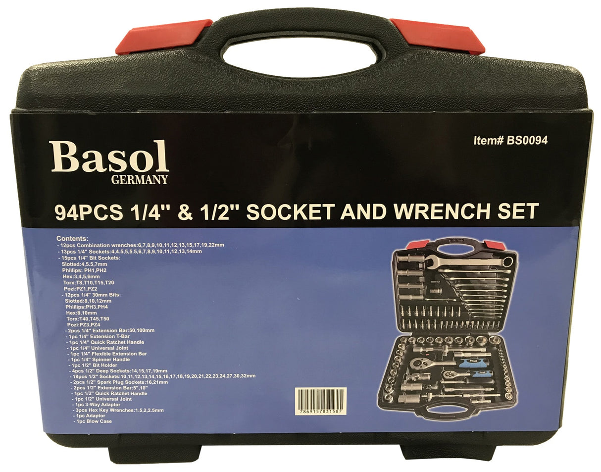 Galvučių ir raktų rinkinys | 1/4" + 1/2" | 94 vnt. (BS0094)