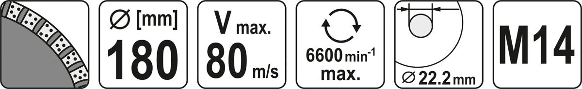 Deimantinis šlifavimo diskas | lėkštės tipo | M14x180 mm (YT-60323)