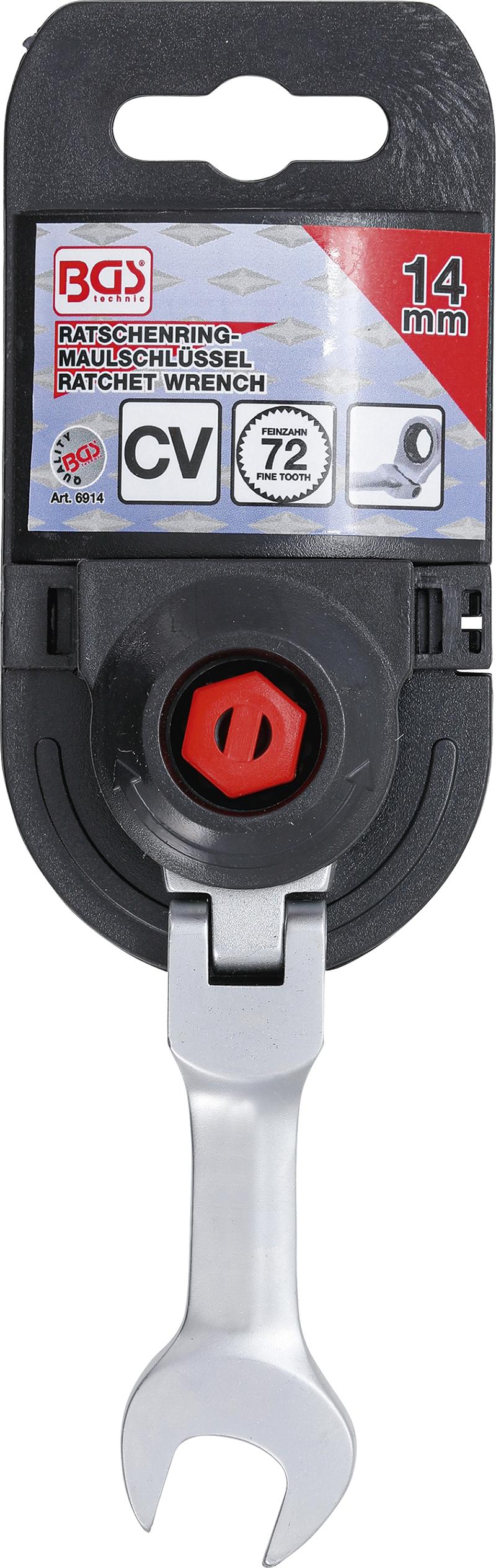 Kombinuotas raktas su terkšle | trumpas | šarnyrinis | 14 mm (6914)