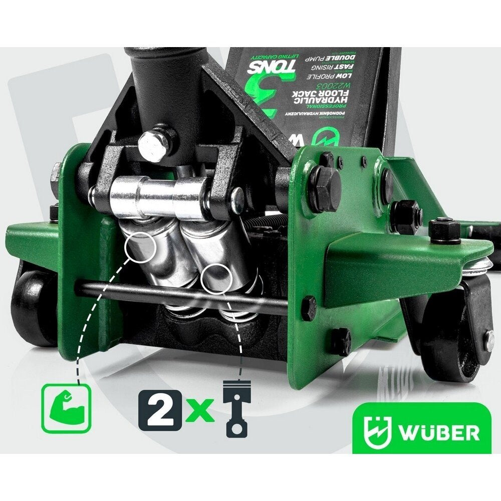 Domkratas su ratukais | žemo profilio | dvigubas stūmoklis | 65- 500 mm | 3.5 t (FJ25-C)