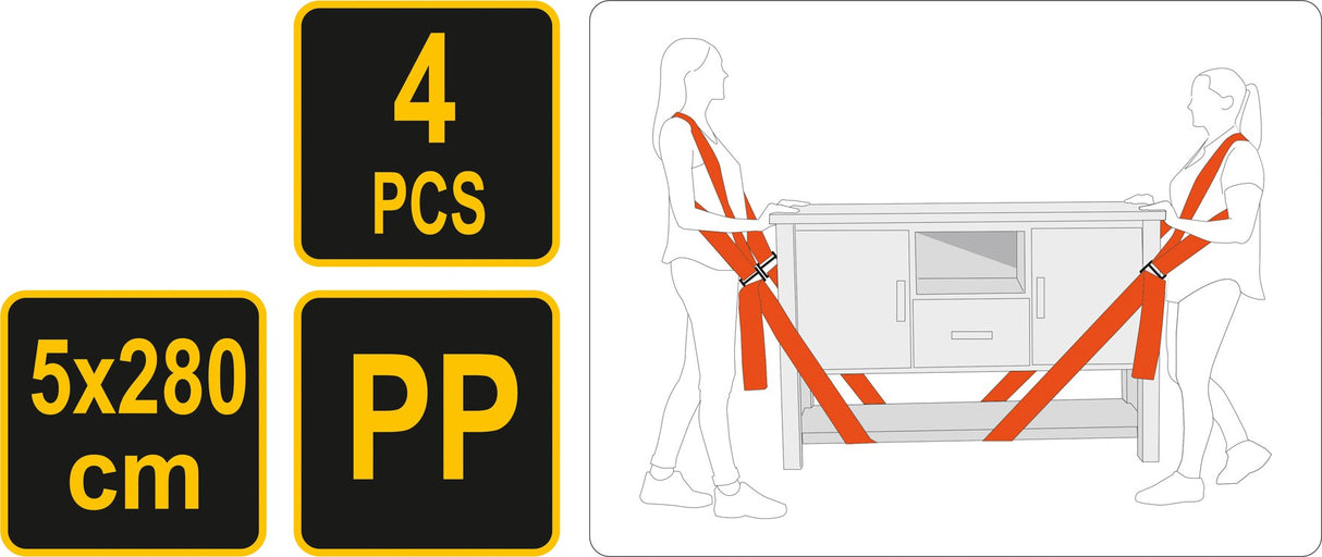 Baldų nešimo diržai | 5X280 cm | 4 vnt. (74722)