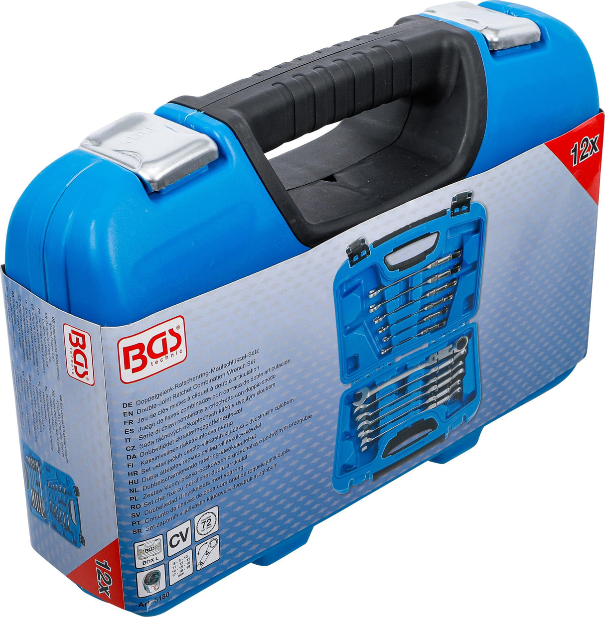 Terkšlinių raktų rinkinys | dvigubas šarnyras | 8-19 mm | 12 vnt. (6180)