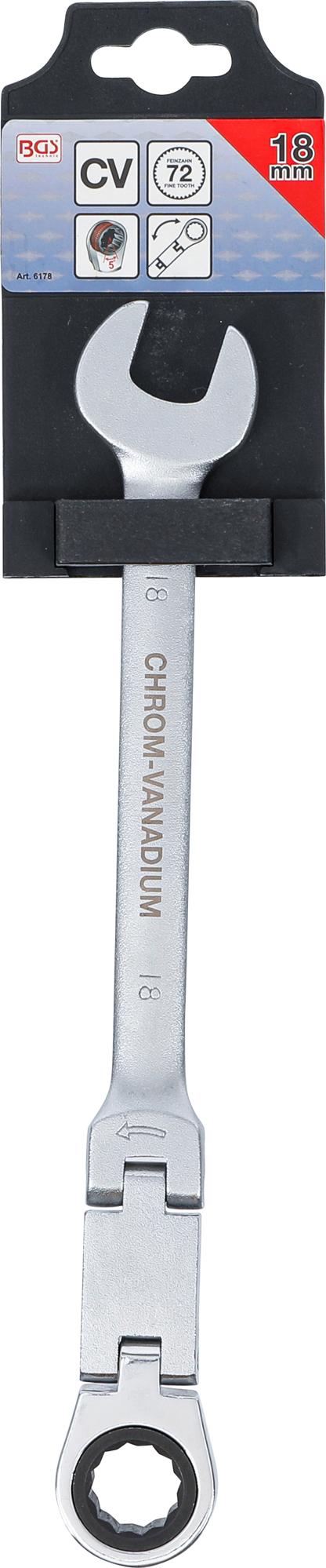 Kombinuotas raktas su terkšle | dvigubas šarnyras | 18 mm (6178)