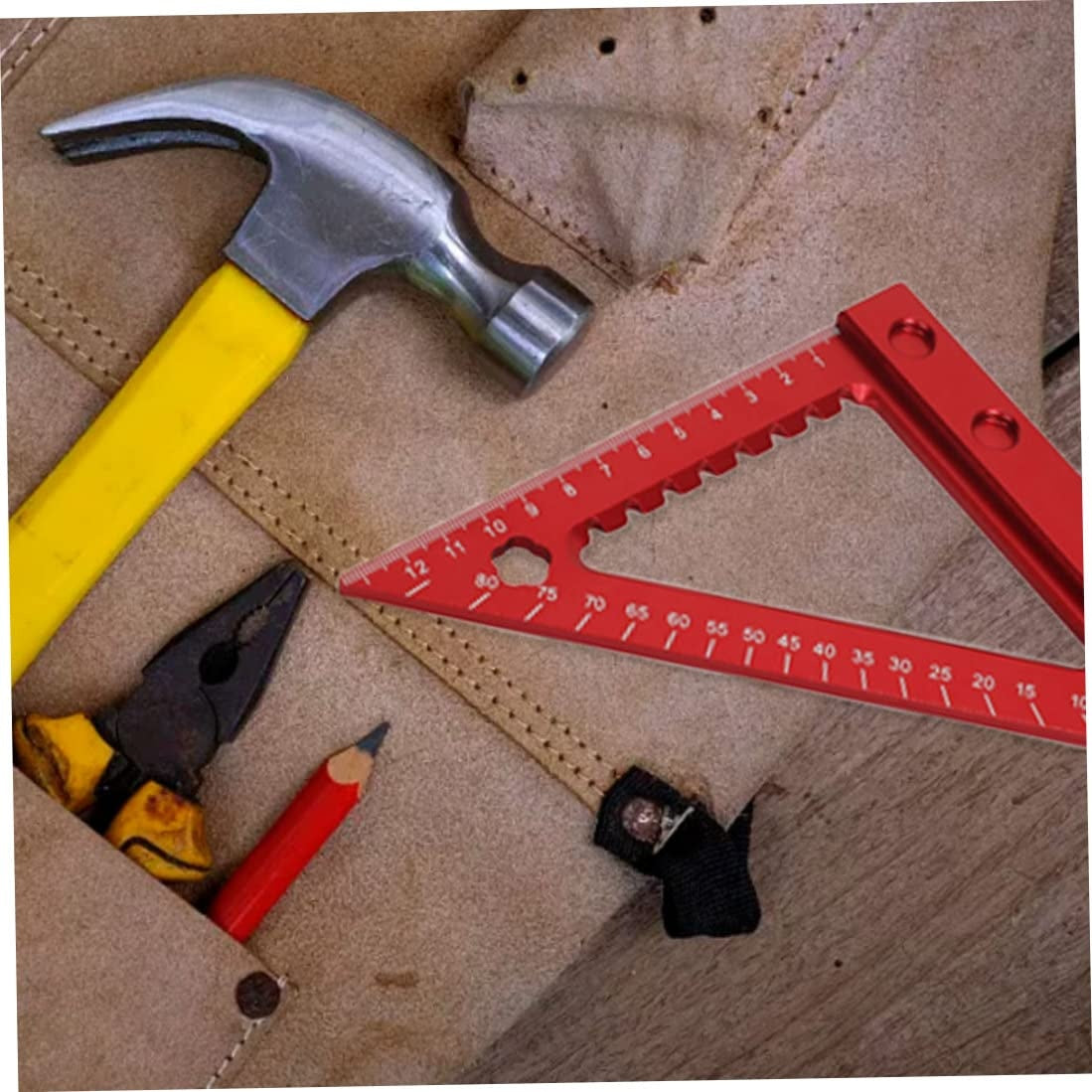 Aliuminis kampainis / medžio apdirbimo trikampė liniuotė | 90 | su baze (RS90A)