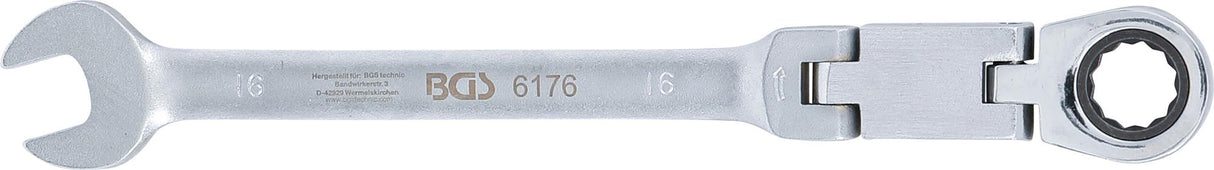 Kombinuotas raktas su terkšle | dvigubas šarnyras | 16 mm (6176)