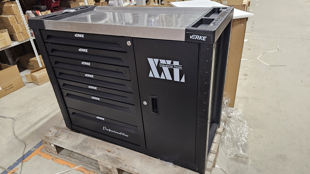 Įrankių spintelė ant ratukų XXL | metalinis starviršis | su įrankiais | 7 stalčiai / 1 durelės (H7008)