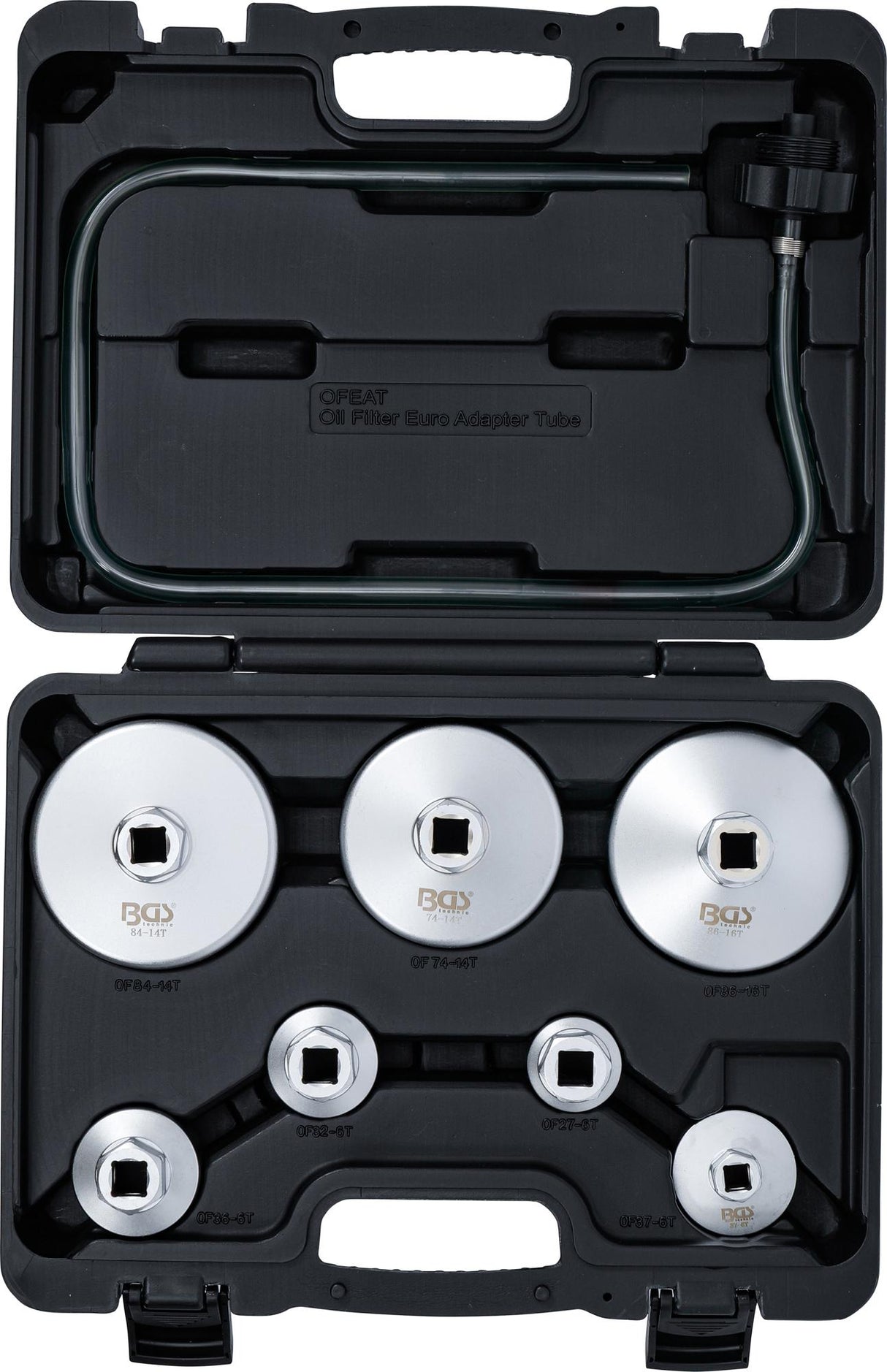 Alyvos filtro veržliarakčių rinkinys | su alyvos filtro išleidimo žarna | VAG, BMW, Citroën, Peugeot, Ford, Mercedes-Benz, Opel, Volvo | 8 vnt. (72054)