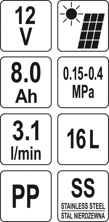 Akumuliatorinis kuprinis purkštuvas | + saulės baterija | 16L (YT-86220)