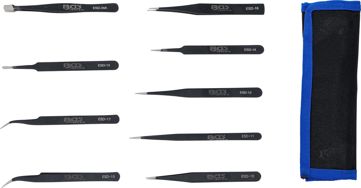 Nerūdijančio plieno pincetų rinkinys | 9 vnt. (74413)