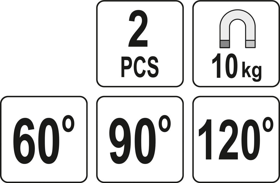 Magnetiniai laikikliai suvirinimo darbams | Tipas L | 10 kg / 2 vnt. (YT-08721)