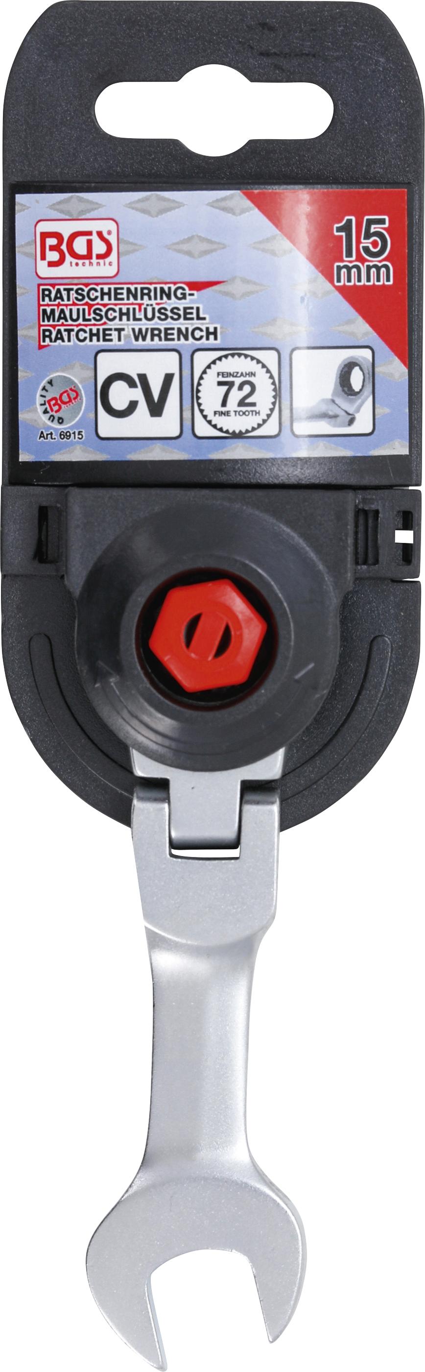 Kombinuotas raktas su terkšle | trumpas | šarnyrinis | 15 mm (6915)