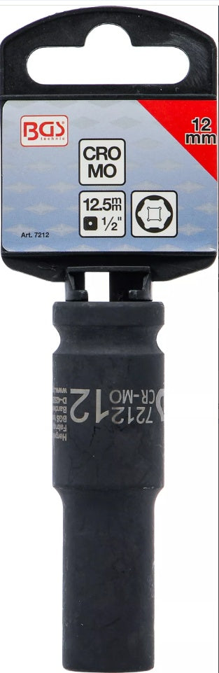 Galvutė smūginė šešiakampė ilga | 12,5 mm (1/2") | 12 mm (7212)