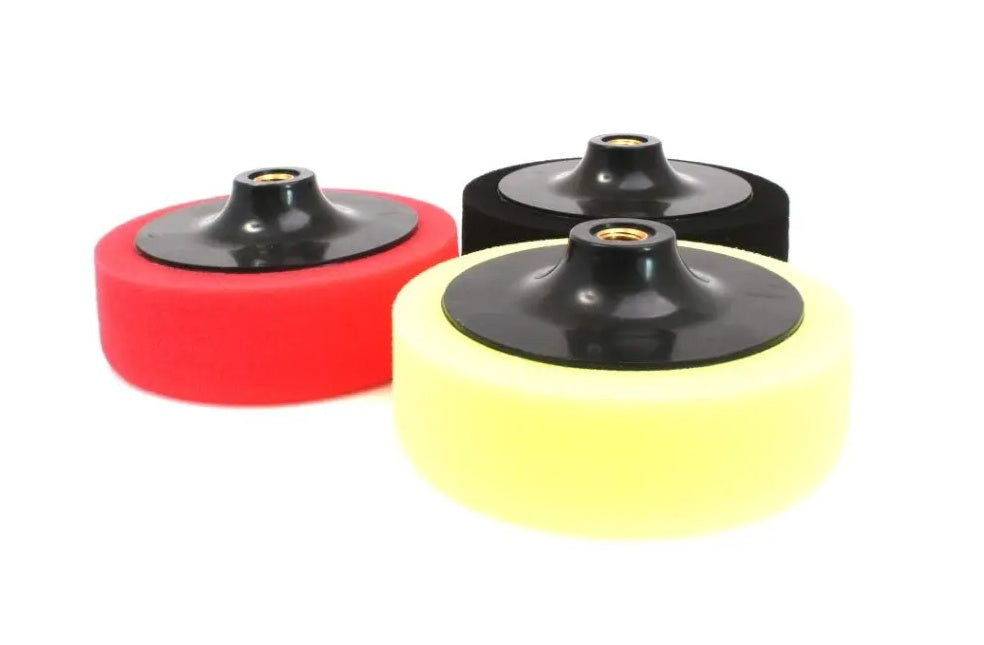 Poliravimo padų rinkinys | juodas / oranžinis / geltonas | M14 | 150 mm (CB018)