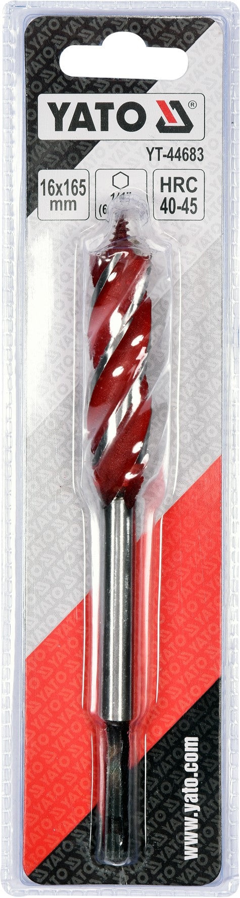 Spiralinis grąžtas medžiui | su hex (1/4") galu | 18 mm (YT-44684)