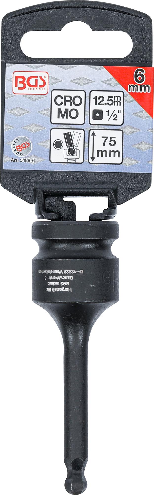 Smūginis antgalis | 12,5 mm (1/2") | hex šešiakampis 6 mm | šarnyrinis (5488-6)