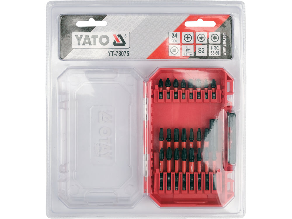 Impact bit and adapter set | 1/4" | 24 pcs (YT-78075)