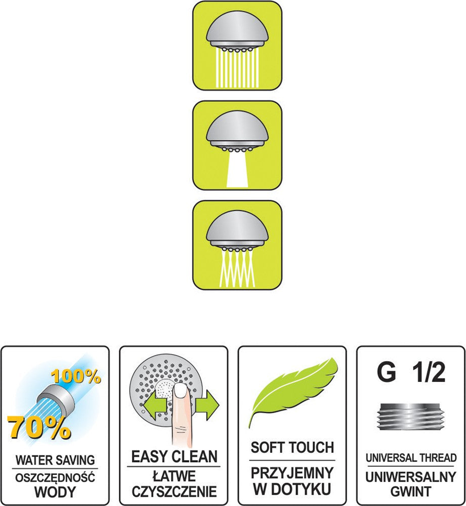 Dušo galvutė 3-jų funkcijų, violetinė spalva, "Salto violet" (75623)