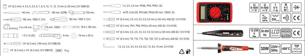 Įrankių rinkinys elektrikui | 68 vnt (YT-39009)