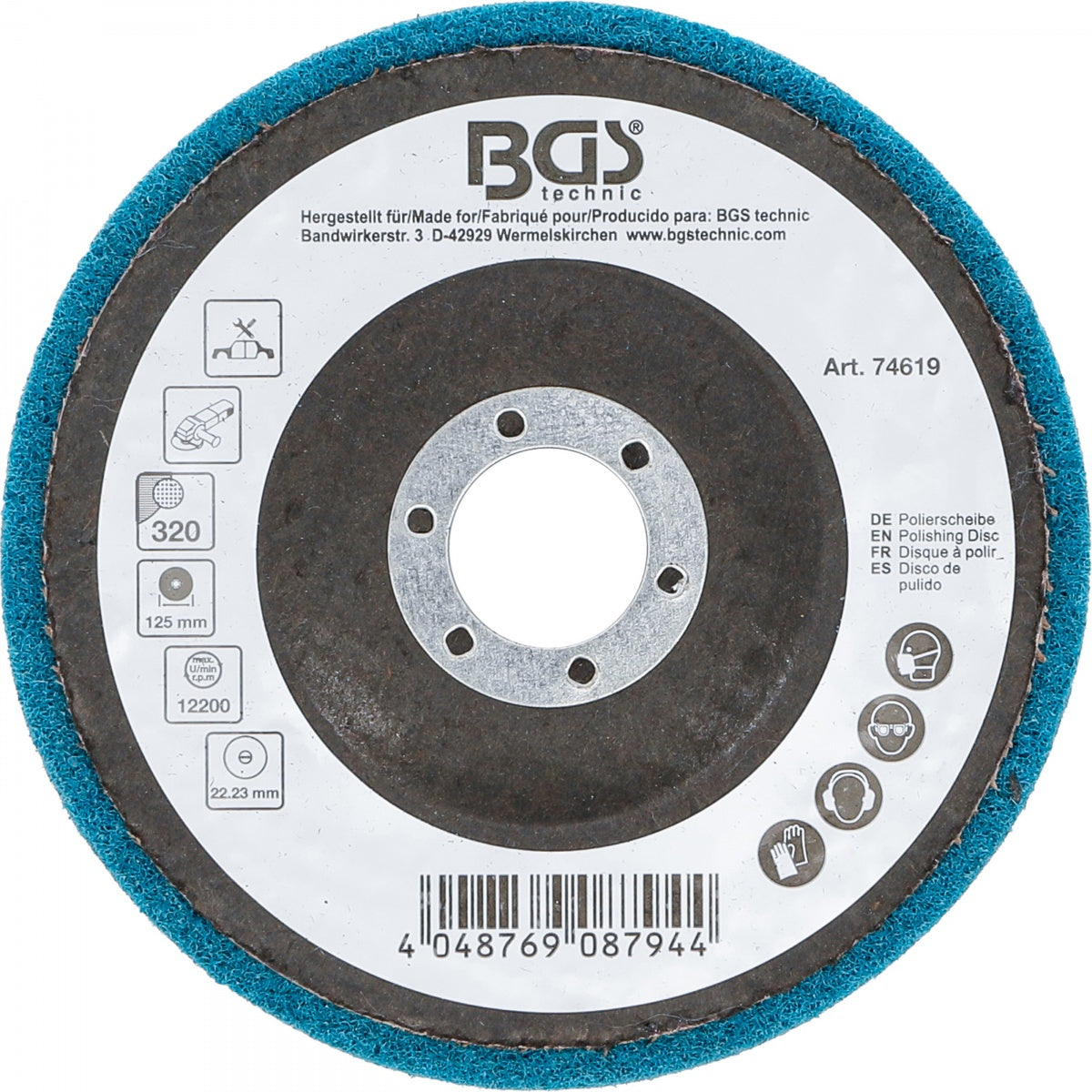 Poliravimo diskas | Aliuminio oksidas | Ø 125 mm | Grūdelių dydis 320 (74619)