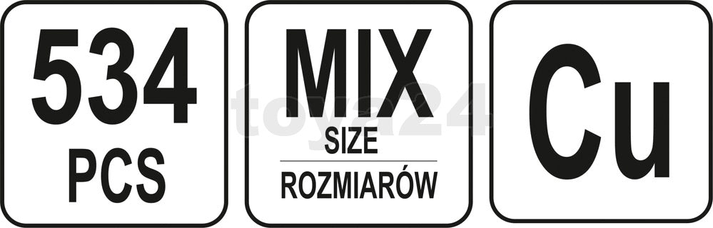 Karterio tepalo išleidimo varžtų ir varinių tarpinių rinkinys | 534 vnt (YT-06864)