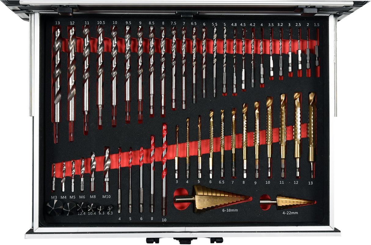 Akumuliatorinis bešepetėlinis gręžtuvas / suktukas | su rinkiniu 18V, 2 akum. | 126 vnt. (YT-44250)