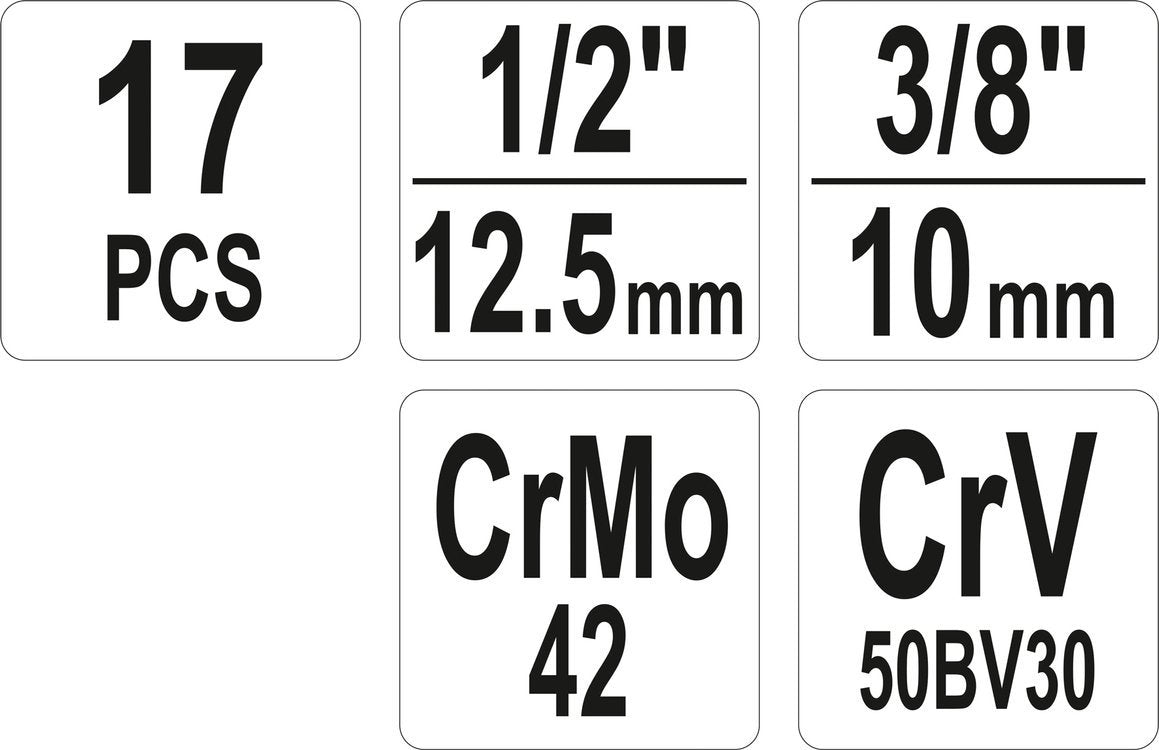 Sraigtinių galvučių ir smeigių išsukėjų rinkinys | 17 vnt. (YT-06033)