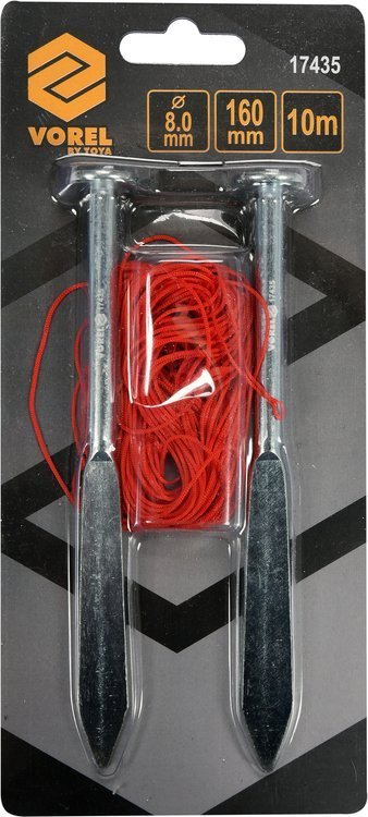 Plieniniai kaiščiai mūro linijoms tvirtinti l cinkuoti | 10m pinta virvė (17435)