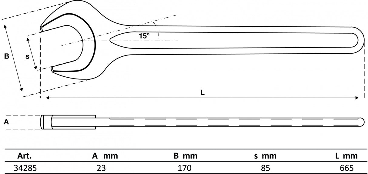 Veržliaraktis atviru galu vienpusis | 85 mm (34285)
