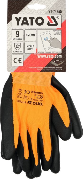 Darbo prštinės | 15 g nitrilas / nailonas | tinka jutikliniams ekranaims | 9 dydis (YT-74755)