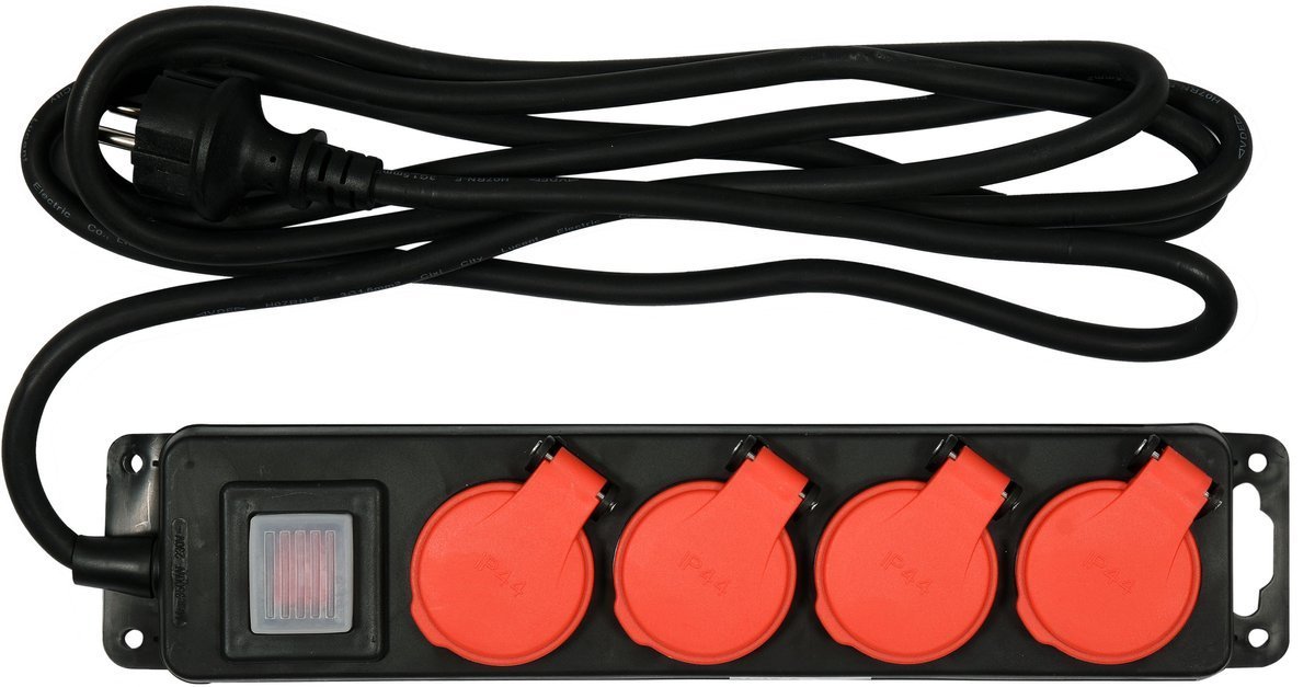 Elektrinis ilgintuvas | 4 lizdai | su jungikliu ir dangteliais 1.5 mm² | 3 m (YT-81241)