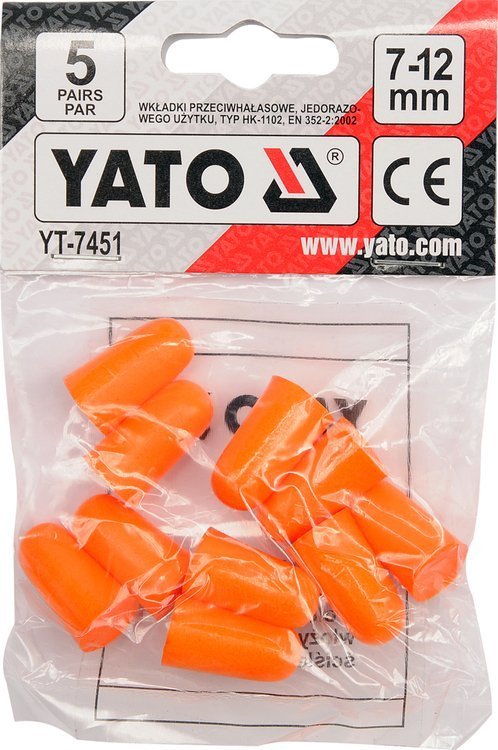 EAR PLUGS FOAM PU 38DB 5 PAIRS (YT-7451)