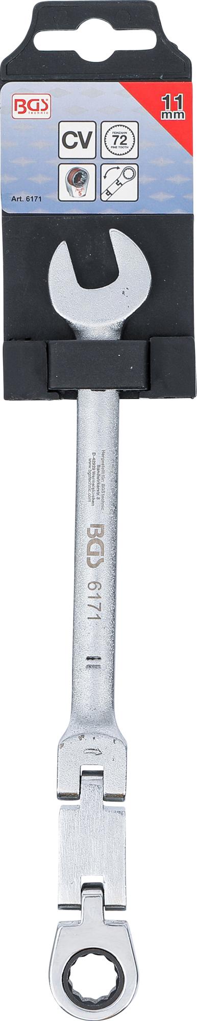 Kombinuotas raktas su terkšle | dvigubas šarnyras | 11 mm (6171)