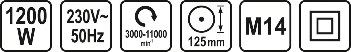 Kampinis šlifuoklis | greičio reguliavimas | šoninis jungiklis | 1200 W / 125 mm (79124)