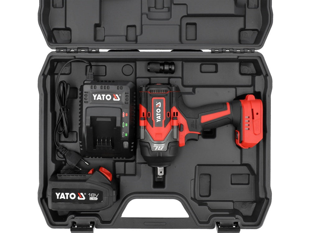 Bešepetėlinis smūginis veržliasūkis | 12,5 mm (1/2") | 18V 1200NM | sukimo momento reguliavimas (YT-828071)