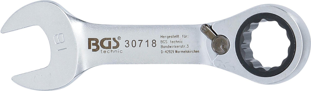 Raktas su terkšle | trumpas | su reversu | 18 mm (30718)