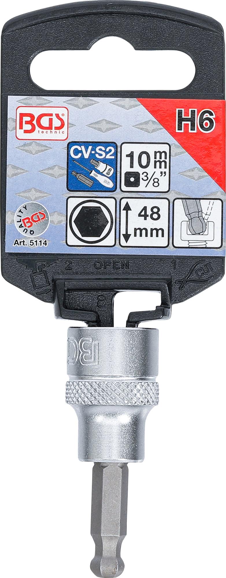 Antgalis įpresuotas į galvutę | 10 mm (3/8") | hex šešiakampis su šarnyru 6 mm (5114)
