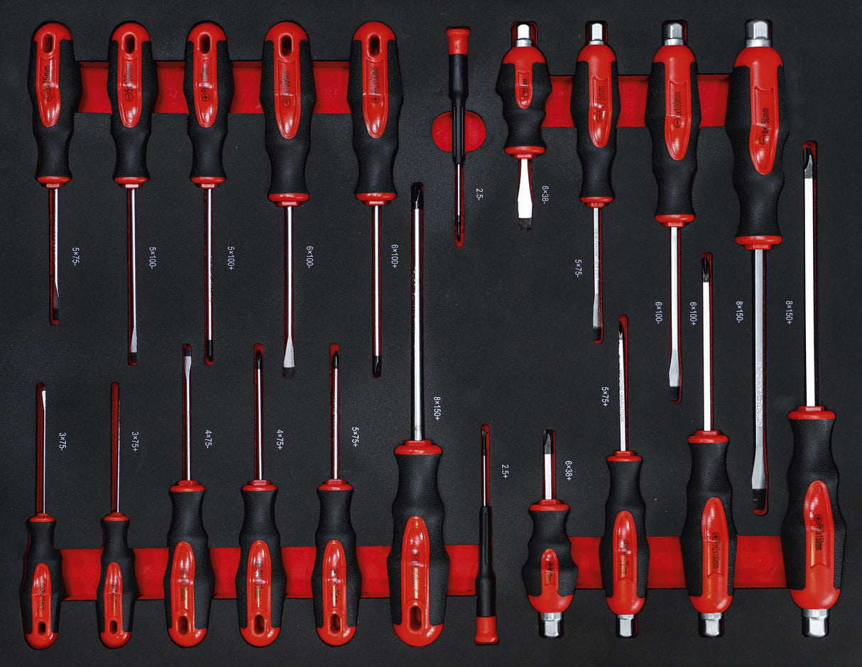 Įrankių spintelė ant ratukų | su įrankiais | 7 stalčiai | 1 šoninės durys | 250 vnt. (6058)