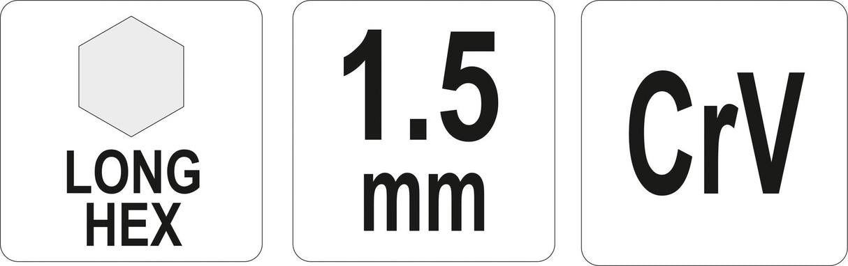 L tipo raktas | ilgas | hex šešiakampis | 1,5 mm (YT-05430)