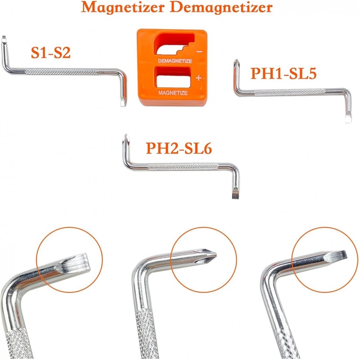 Atsuktuvų rinkinys | magnetinimo įrankis / L tipo atsuktuvai | plokšti SL / kryžminiai | 11 vnt. (SK5011)
