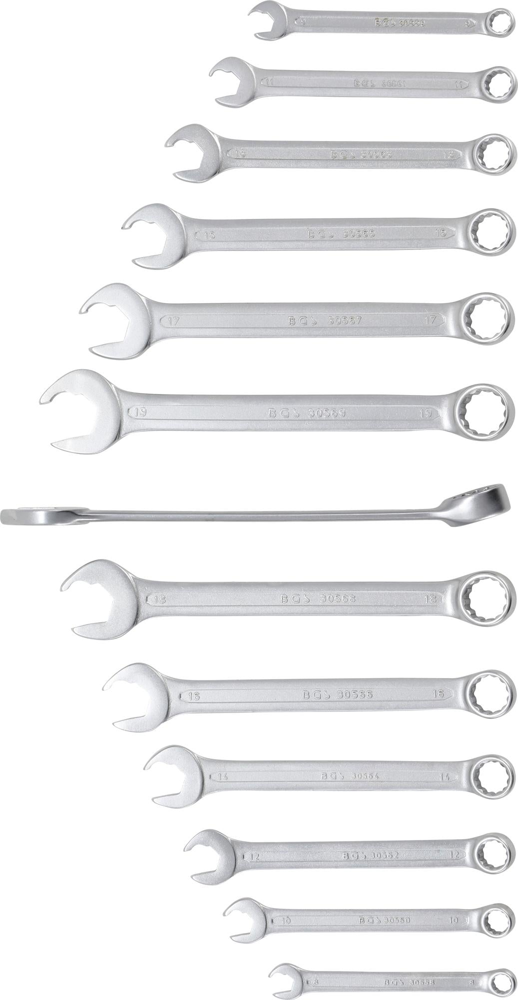 Kombinuotų raktų rinkinys | atviras galas su terkšlės funkcija | 8 - 21 mm | 13 vnt. (8914)