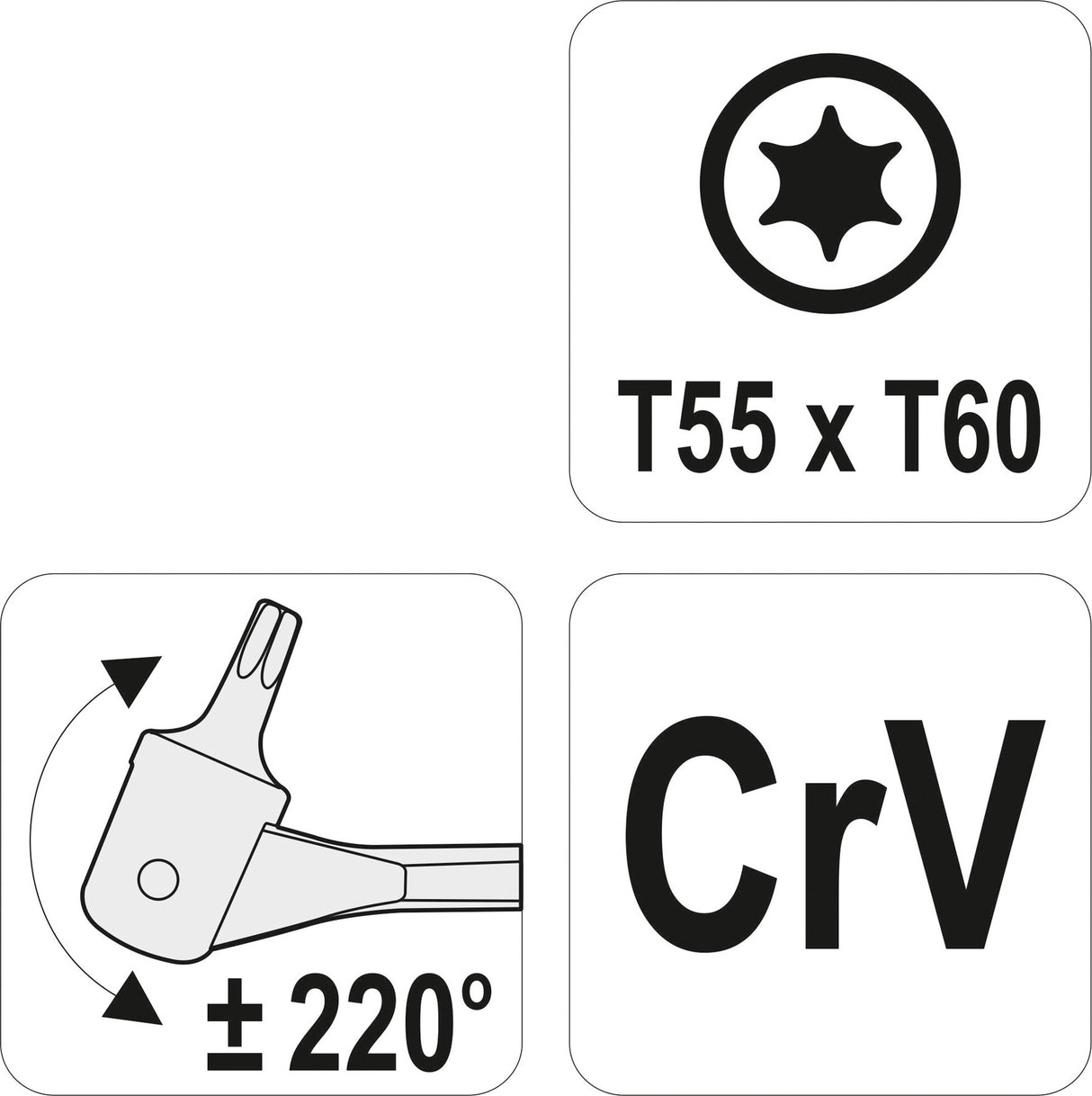 Raktas šarnyrinis dvipusis | T-Star (Torx) T55XT60 (YT-05315)