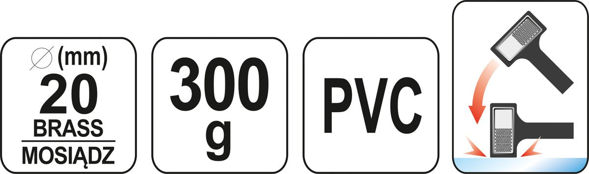 Beinercinis neatšokantis plaktukas | žalvarinis antgalis | 300 g | Ø 20 mm (YT-46190)