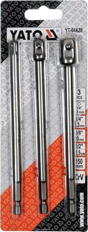 Набор адаптеров | длинные | с 1/4"(6,3 mm) на головки 1/4" - 3/8" - 1/2" | 150 mm