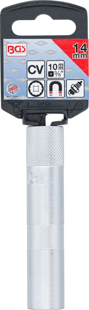 Galvutė žvakėms su magnetu, 12 kampų, ilga | 10 mm (3/8") | 14 mm (2446)