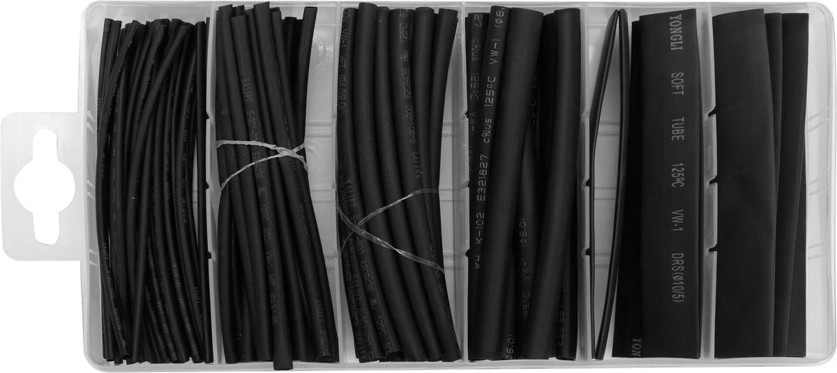 Termo žarnelių (kembrikų) asortimentas | juodos | 100 vnt. (YT-068661)