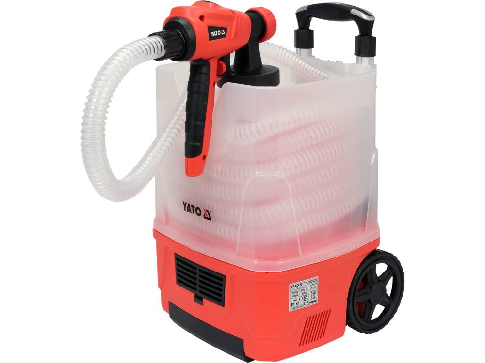 Dažymo įrenginys HVLP 1100W 100DIN/SEK 1L/MIN +antgalių rinkinys | sienų ir lubų dažymas be dažų deginimo (YT-82555)